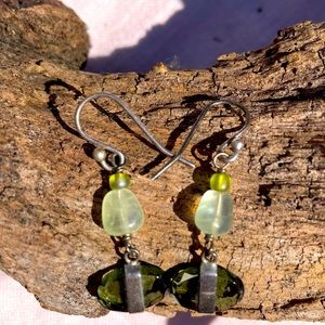 Silpada Sterling Silver Green Glass, Prehnite & Seed Bead Drop Earrings W1836